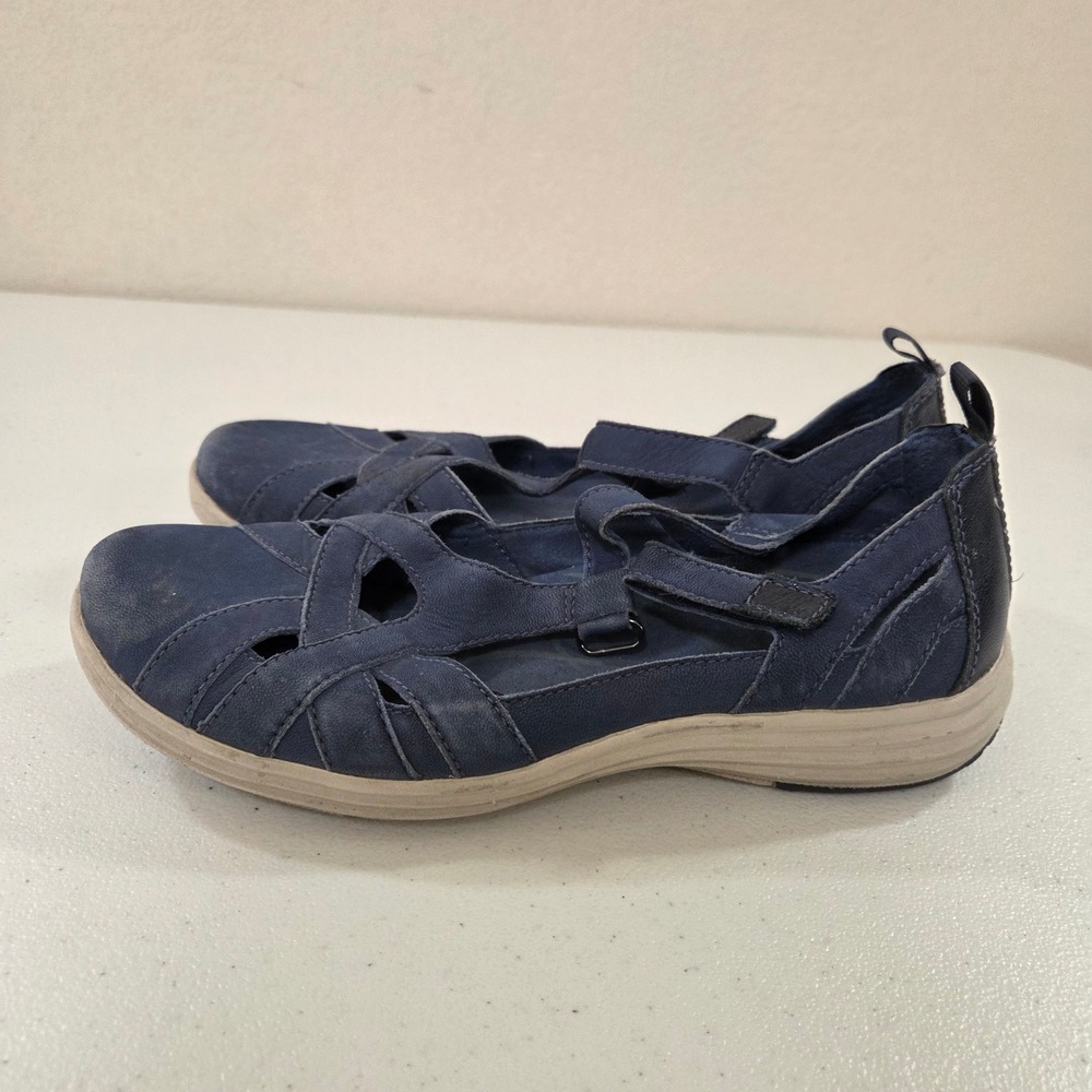 Aravon CH1938 Womens Navy Blue Leather Mary Jane Fisherman Comfort Shoes 9.5 B